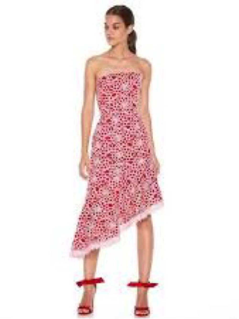 TALULAH Strapless Pink & White Floral Asymmetrical Cocktail Dress